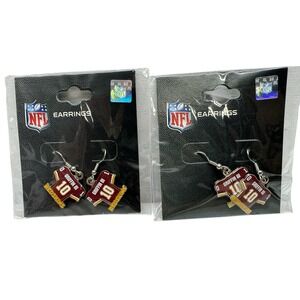 Lot Of 2 NFL Griffin Redskins Pierced Earrings Enamel‎ Silver tone Dangle 3/4"